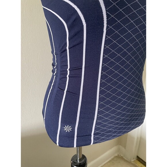 Athleta Finish Fast Line Tank Top In Blue Size XS Seamless Fitted - Picture 2 of 8